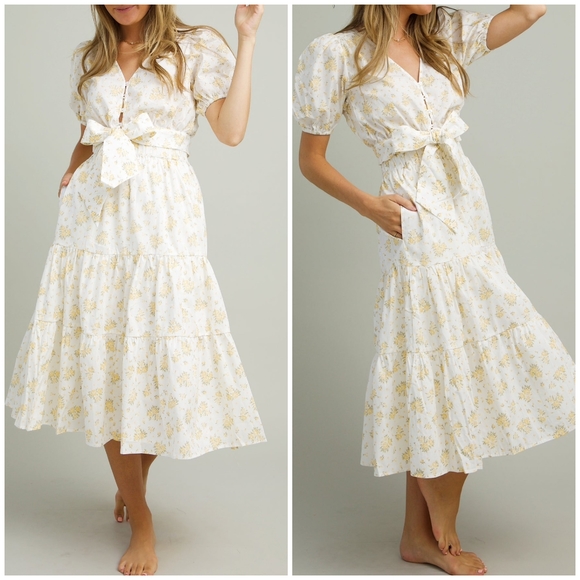 LAST 1❗️LUSH Ivory Floral 2-Piece Midi Skirt Set - Picture 4 of 11